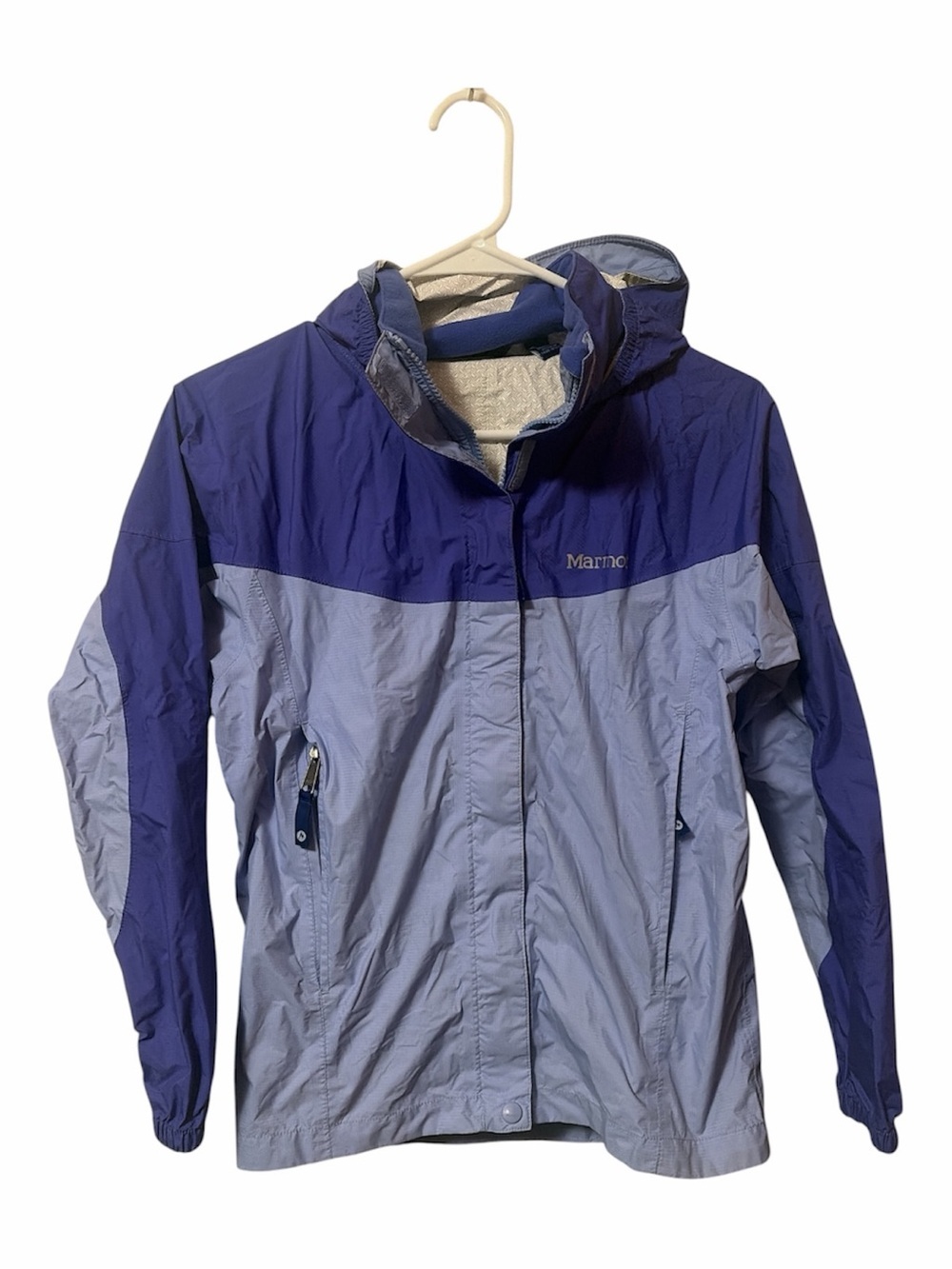 Marmot Royal Blue Hooded Jacket with Patterned Lining